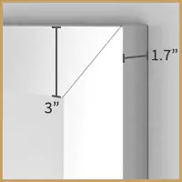 Polished stainless steel frame with 3 inches of width and 1.7 inches of depth.