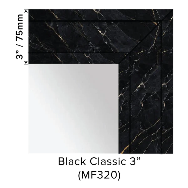 Grand Mirrors 3 inch Vanity Mirror Marble Frame in Classic Black